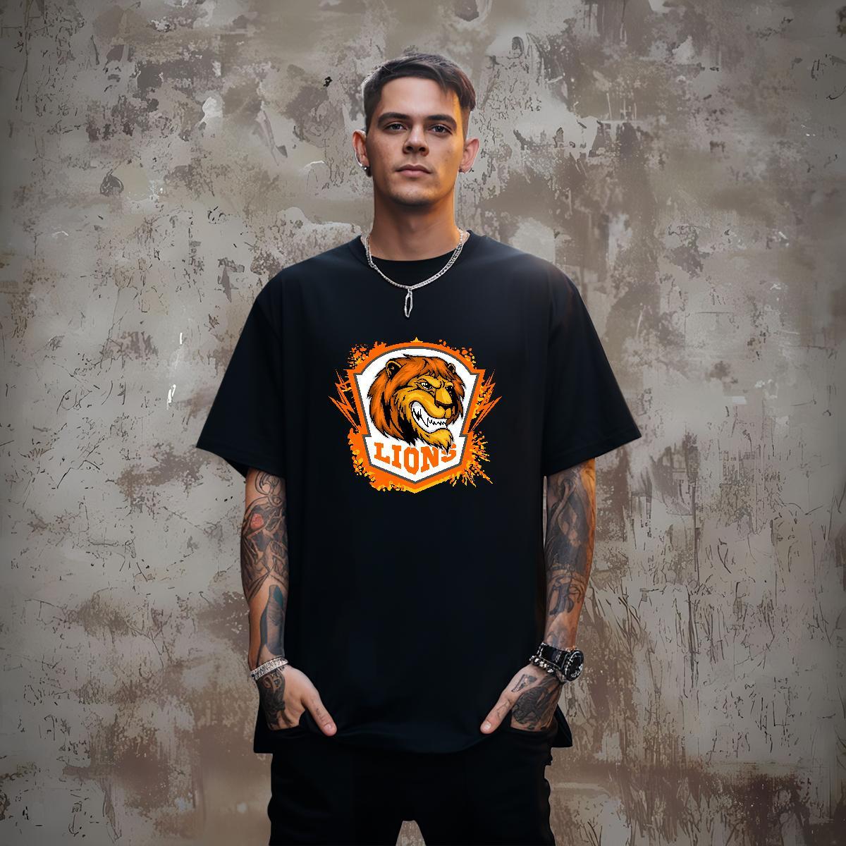 Mens T Shirts 230g Cotton lion Daily Outfit Breathable Soft Floral Print Men Tshirts New TOP Quality Top Tees