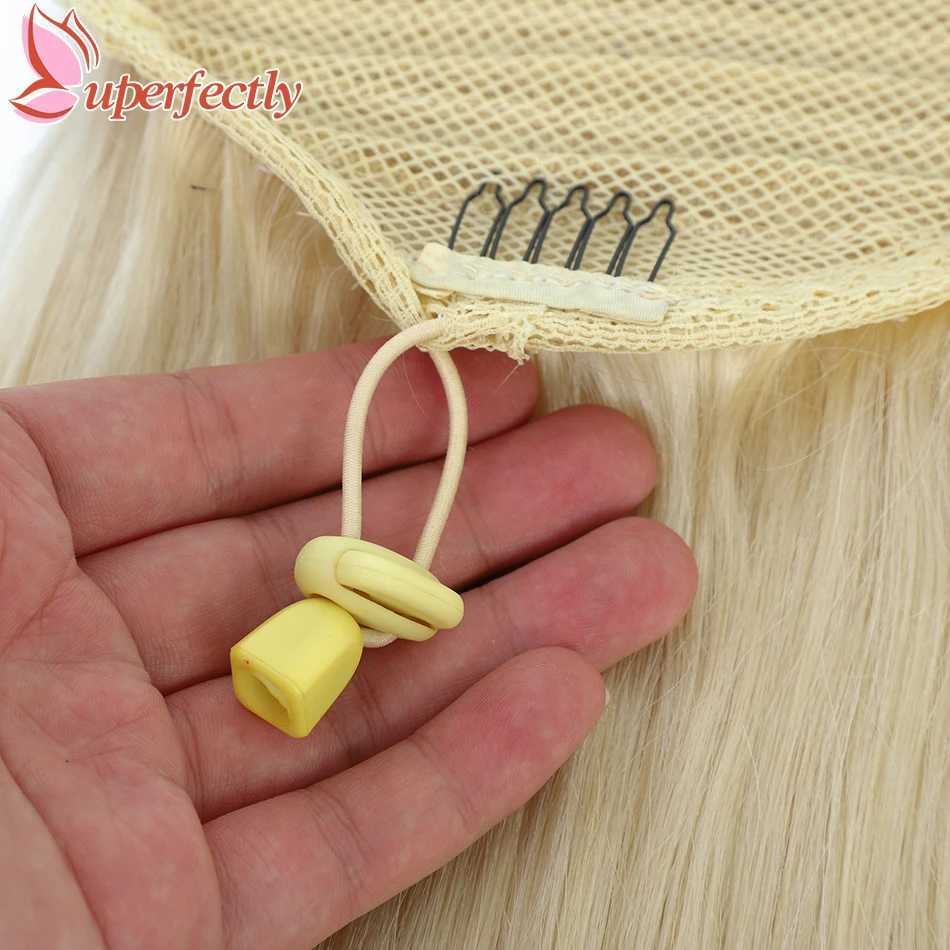 Perfect brushed ponytail clip on hair human hair straight ponytail extension honey blonde Brazilian Remy hair W240817