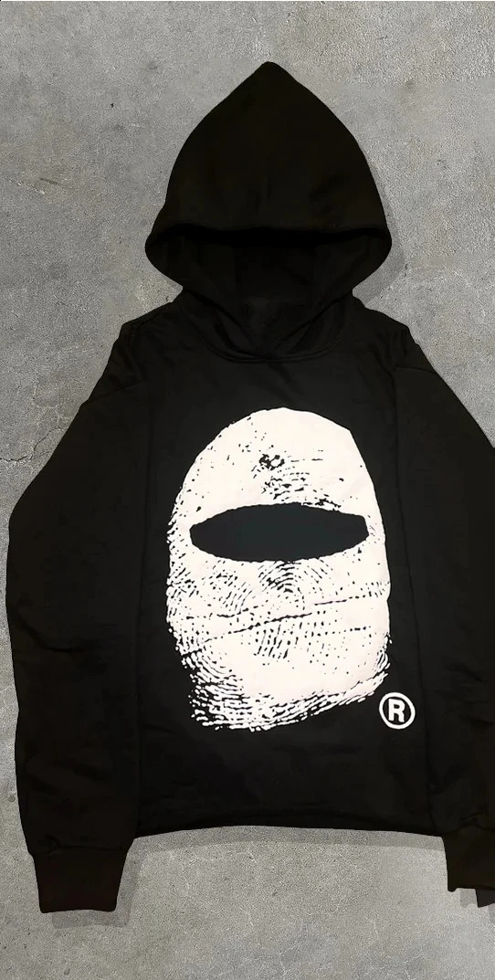 Streetwear Hoodie Y2k Hip Hop Face Letter Graphic Print Oversized Black Hoodie Sweatshirt Mens Gothic Pullover Hoodie Clothes 240809