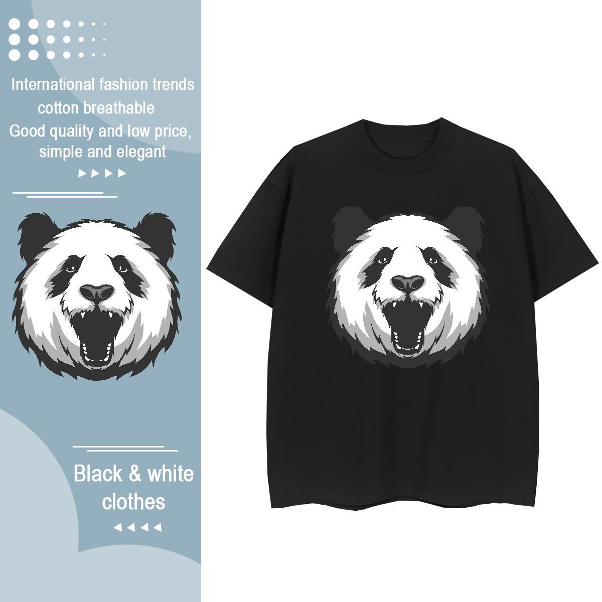 Unisex T-Shirts panda Breathable Short Sleeve Spring Summer Asian Size 230g Cotton Couples T Shirts Fashion Casual Tshirts