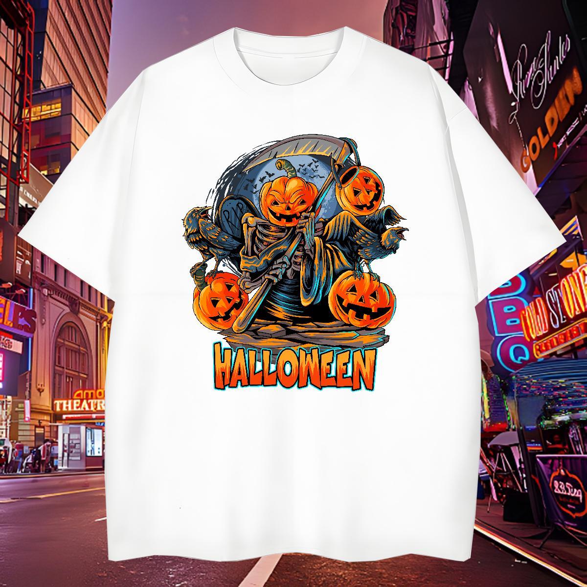 Cool T Shirts Men pumpkin Crew Neck Breathable Daily Wear Black Oversized 230g 100% Cotton Men Clothes T-Shirt Designer Tee Shirt