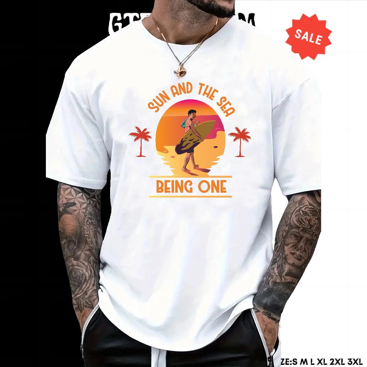 Loose Fit Men Tshirts Casual 230g Pure Cotton Plus Size Custom Breathable Short Sleeve sea Man T Shirts Factory Direct Tops Tees