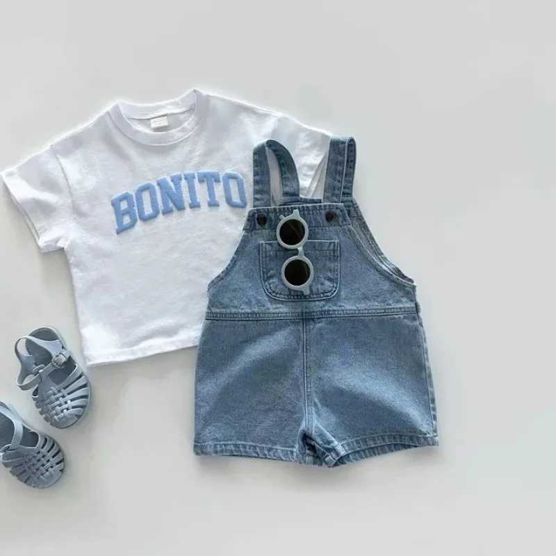 Spring and summer baby shorts Trouser solid boy denim fabric adjustable full set childrens casual pants Baby girl jeans Preschool childrens pants W240