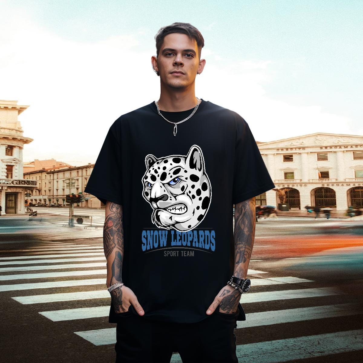 Popular Man T Shirts leopard Breathable Short Sleeve Beach Customized Print 230g Cotton Men Tees Classic Casual Clothes