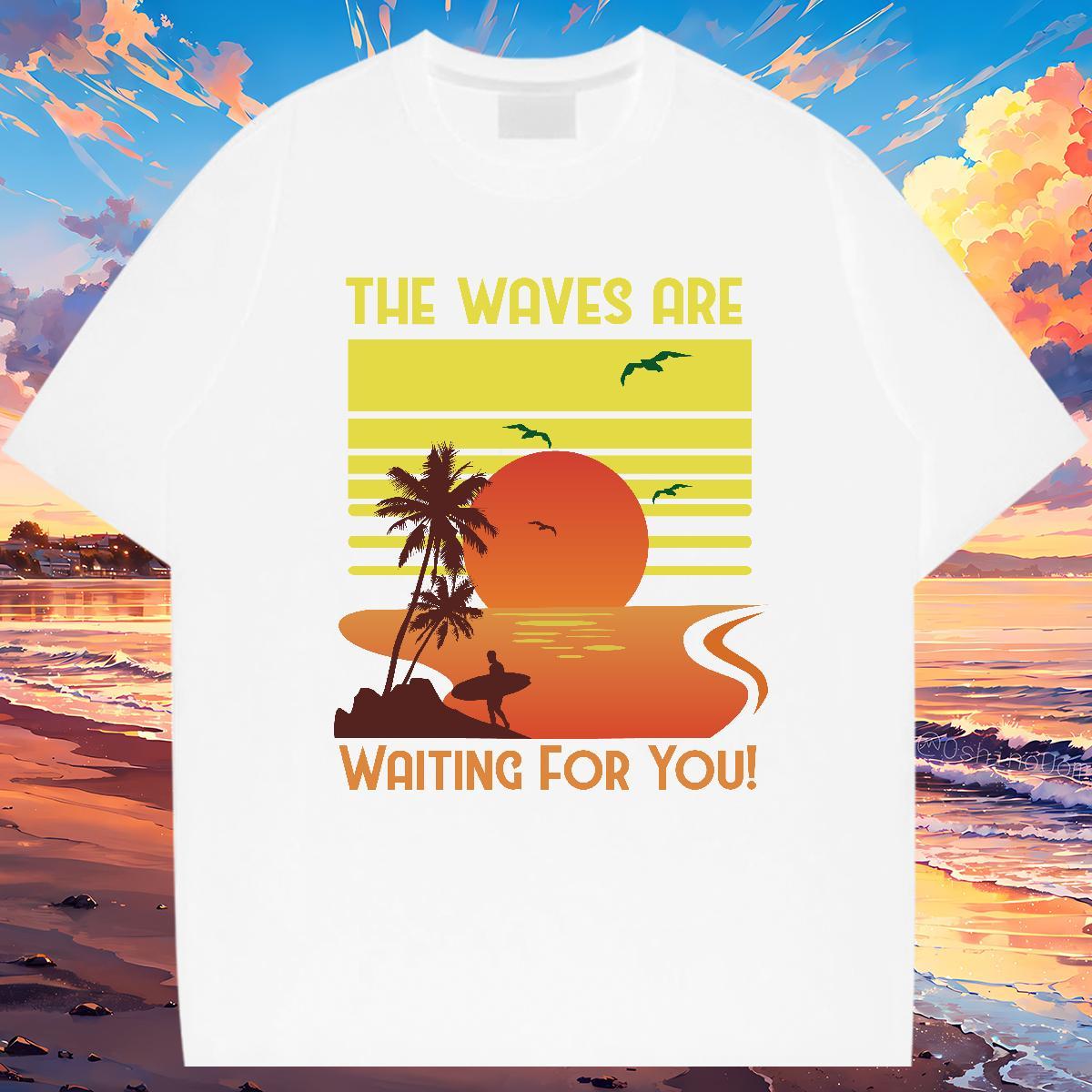 Comfortable beach 230g Pure Cotton Men Clothes T-Shirt Daily Outfit Breathable T Shirts Men Fashion New Custom Printing Wear