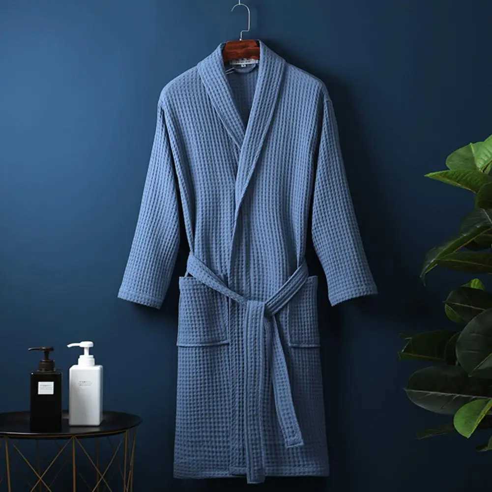 Neutral Night Cat V-neck Strap Waist Loose Long Sleeve Solid Color Pajama Towel Bathroom Dress Shower DressW240719