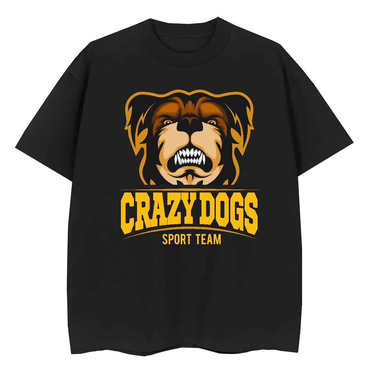Soft T-Shirts crazy dog Short Sleeve Soft Street Skull 230g 100% Cotton Men Tshirts Custom Top Tees