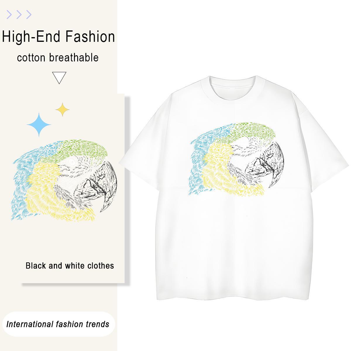 Fashion Casual Women Tees Daily Outfit Breathable Crew Neck Top Tees Lady 230g Cotton eagle Cartoon Anime T-Shirts for Women