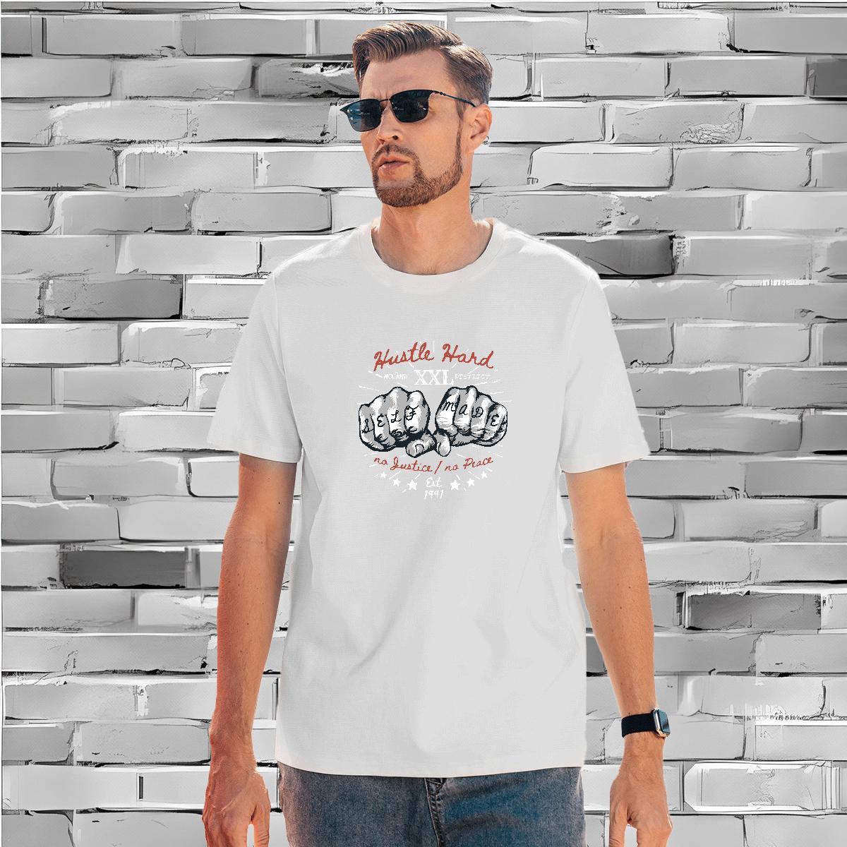 Designer hand- Men T Shirts Street Mens Tshirts 230g Pure Cotton Classic Breathable Short Sleeve Black White Tees Shirts