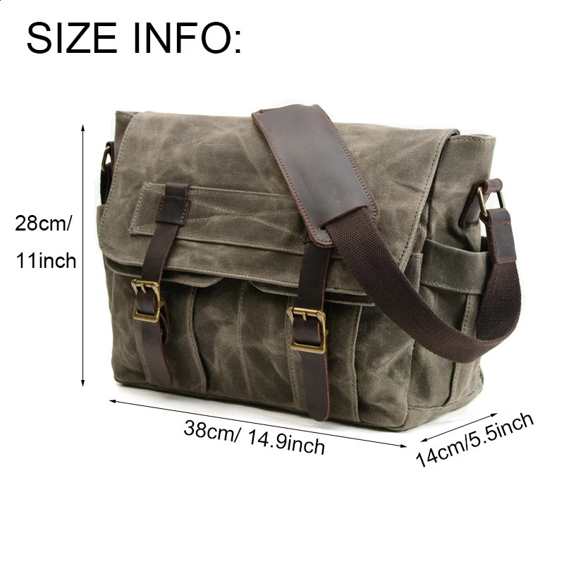 Vintage Canvas Male Messenger Bag Waterproof Men Motorcycle Bag Waxed Canvas Travel Shoulder Bags For Men 240819