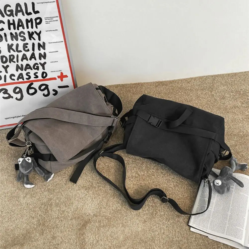 Mens and womens cross canvas handbag unisex large capacity backpack A4 canvas backpack 240819