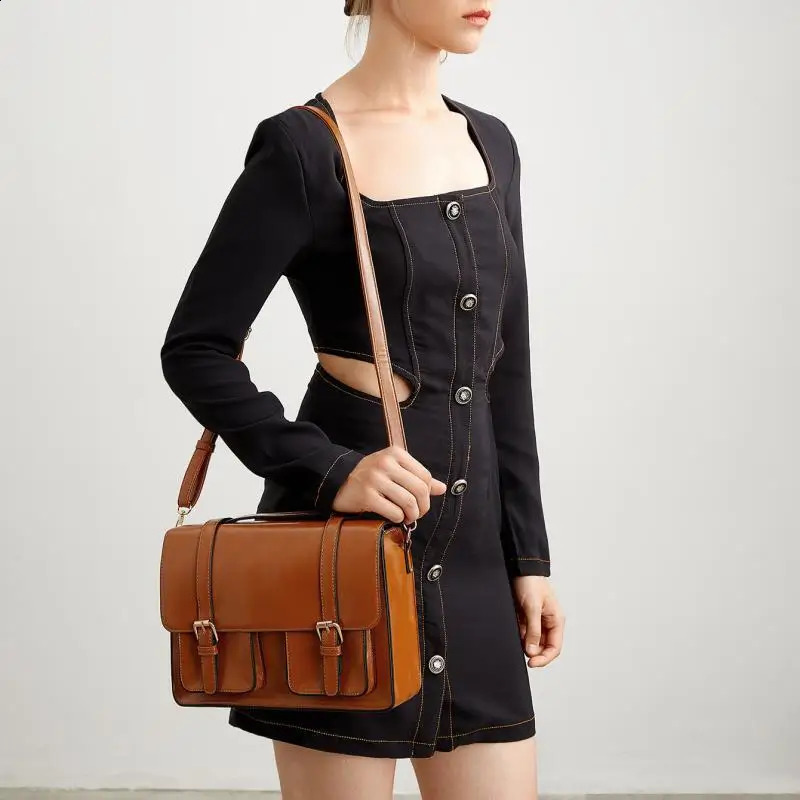 Womens Tote Large Capacity PU All-match Cover Commuting Crossbody Shoulder Messenger Bag 240819