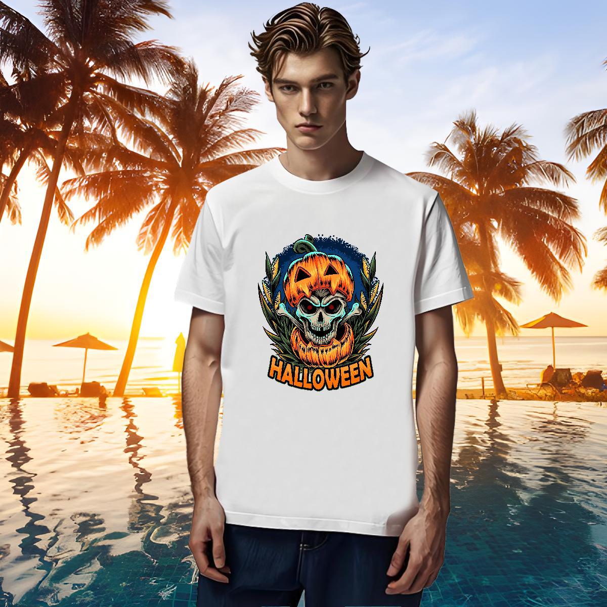 Comfortable T Shirt For Man halloween Breathable Short Sleeve Casual Beach DIY Printed 230g 100% Cotton Couples T Shirts Designer Tees