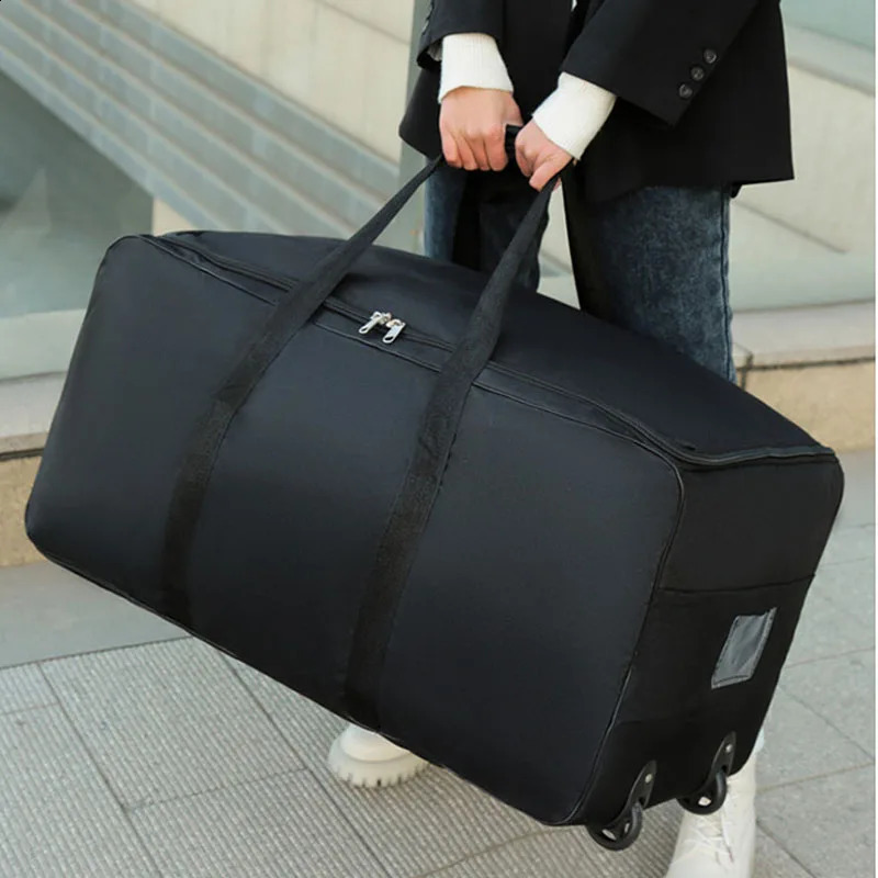 Foldable Travel Bag On Wheels Air Consignment Package High Capacity Storage Luggage Handbag Anti-scratch Shoulder Bag 240819