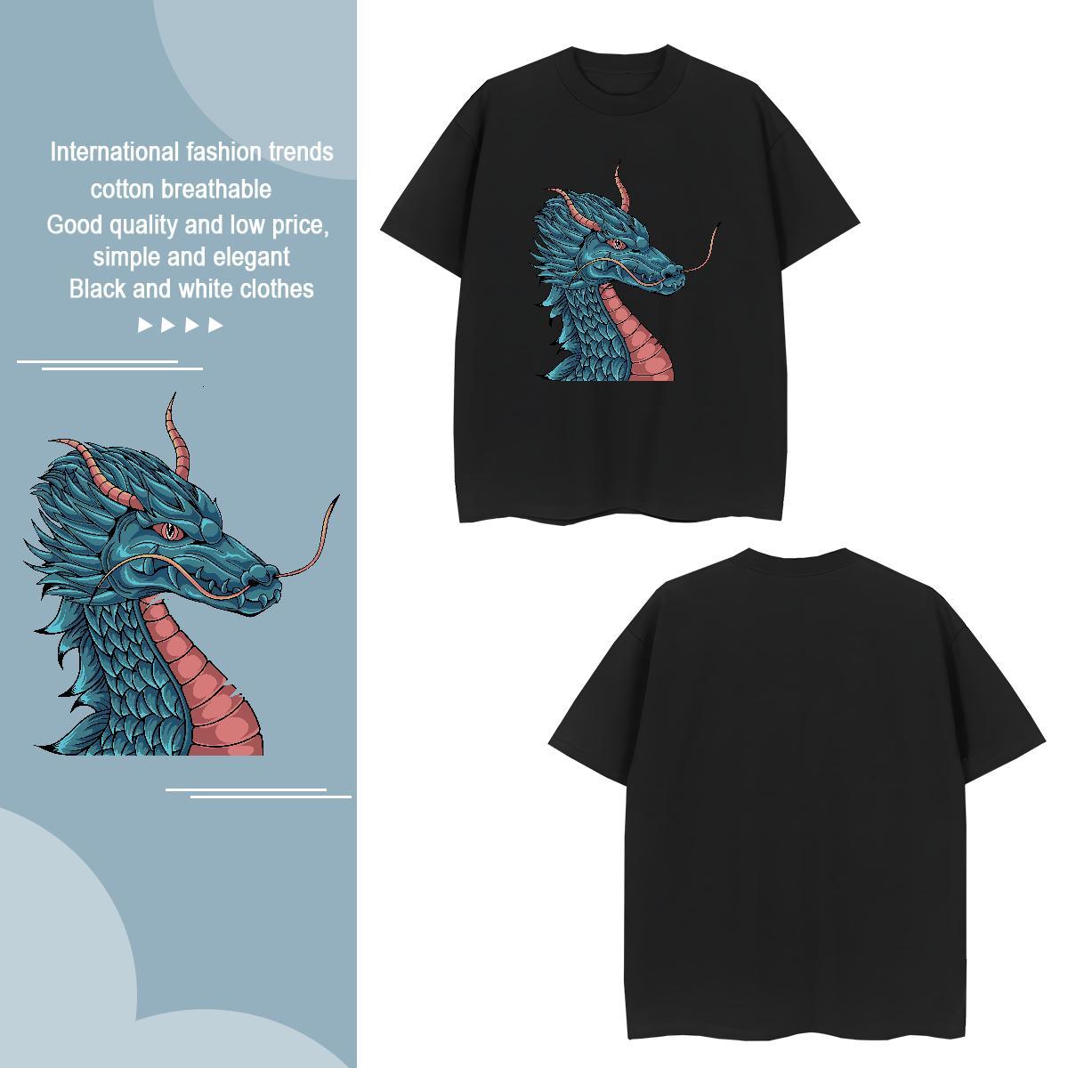 Popular dragon Man T Shirts Home Outdoor Couples T Shirts 230g Cotton Wholesale Crew Neck Oversized Tops Shirt