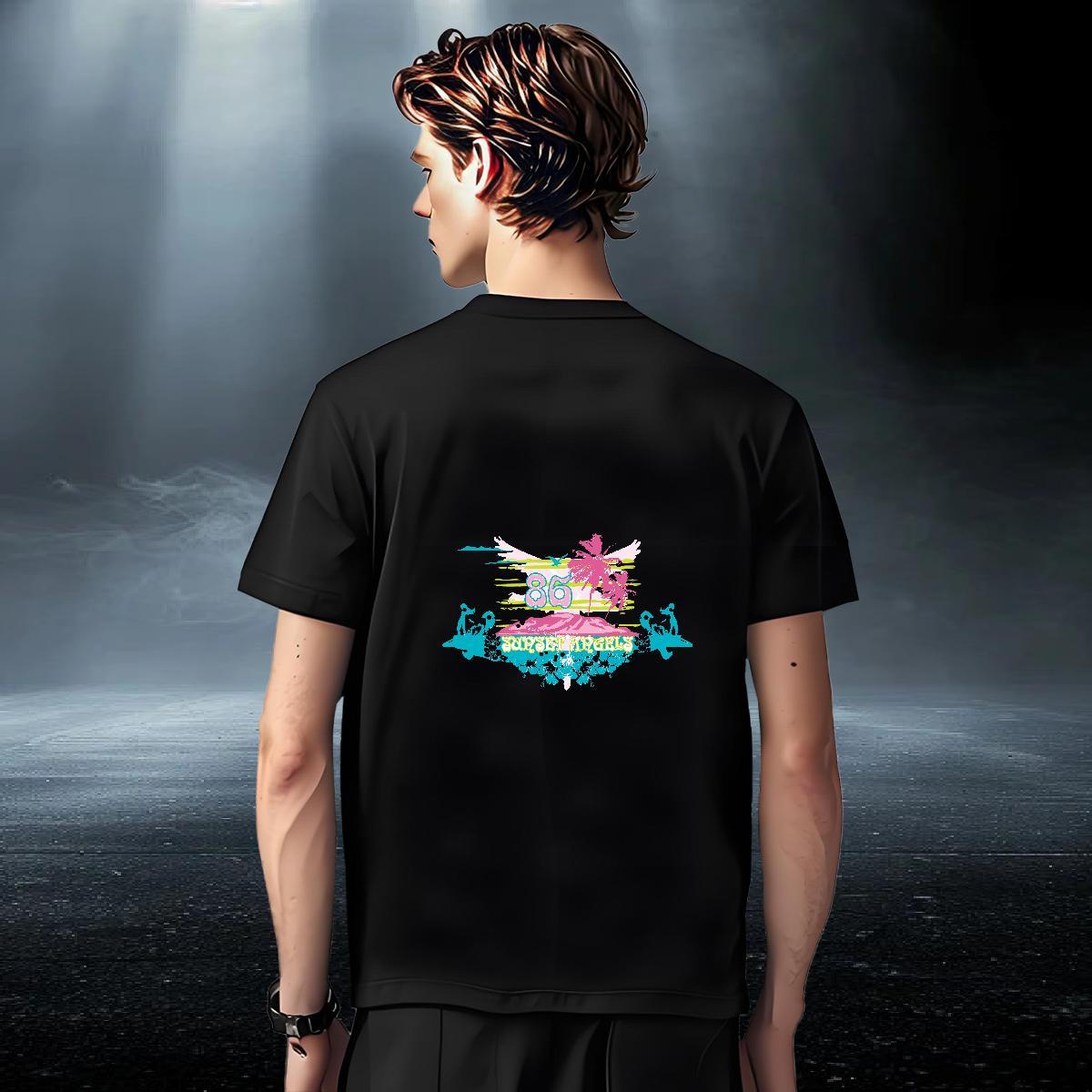 Cool Men Clothes T-Shirt Sport 230g Cotton Black White Crew Neck tree T-Shirts for Men 2024 Designer Polos