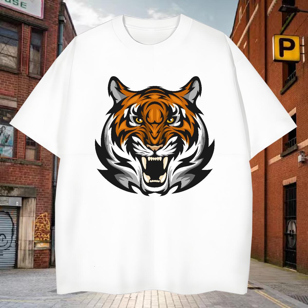 T-Shirts for Men 230g 100% Cotton tiger Casual Breathable DIY Printed Mens Tshirts New Arrival TOP Quality Tops Tees