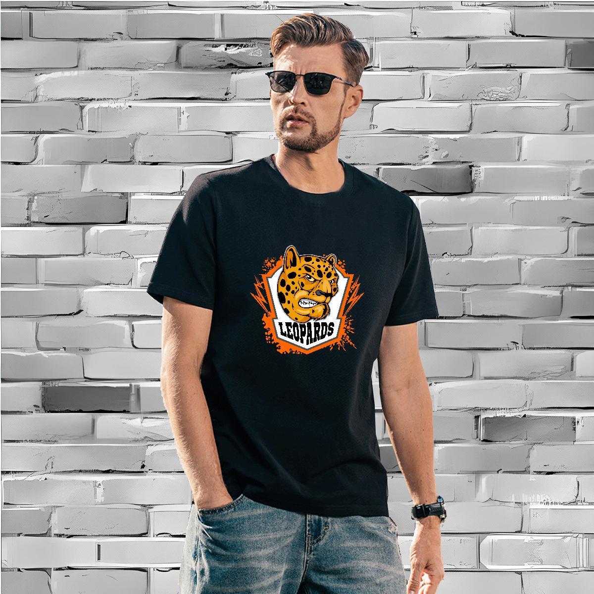 Cool T Shirt For Man leopard Breathable Short Sleeve Sport Custom Printing 100% Cotton 230g Tshirt for Man Woman Fashion Casual Tees Shirts