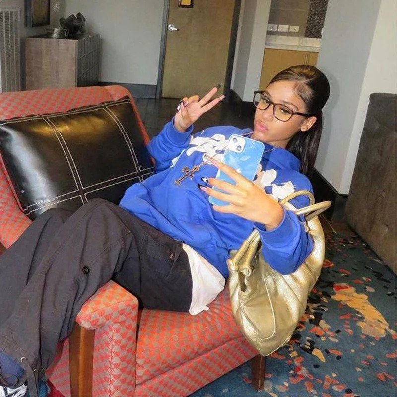 Y2K Harajuku Hip-hop Slim Hooded Sweater Gothic Casual Fashion Sports Tops For Men And Women Forneutral Street Wear 240814