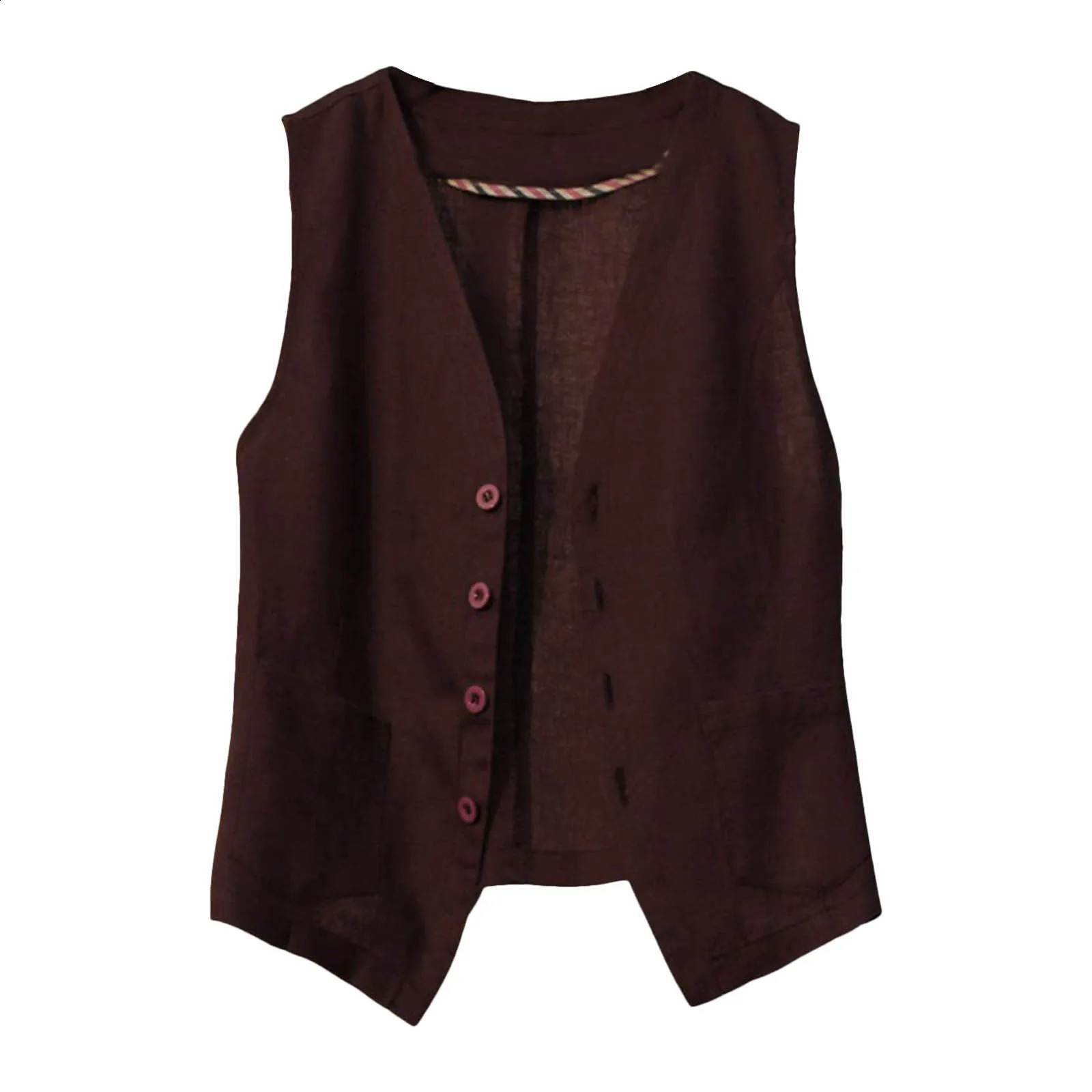 Womens lightweight solid color button down cardigan womens front hook sleeveless waist belt coat with pockets 240819