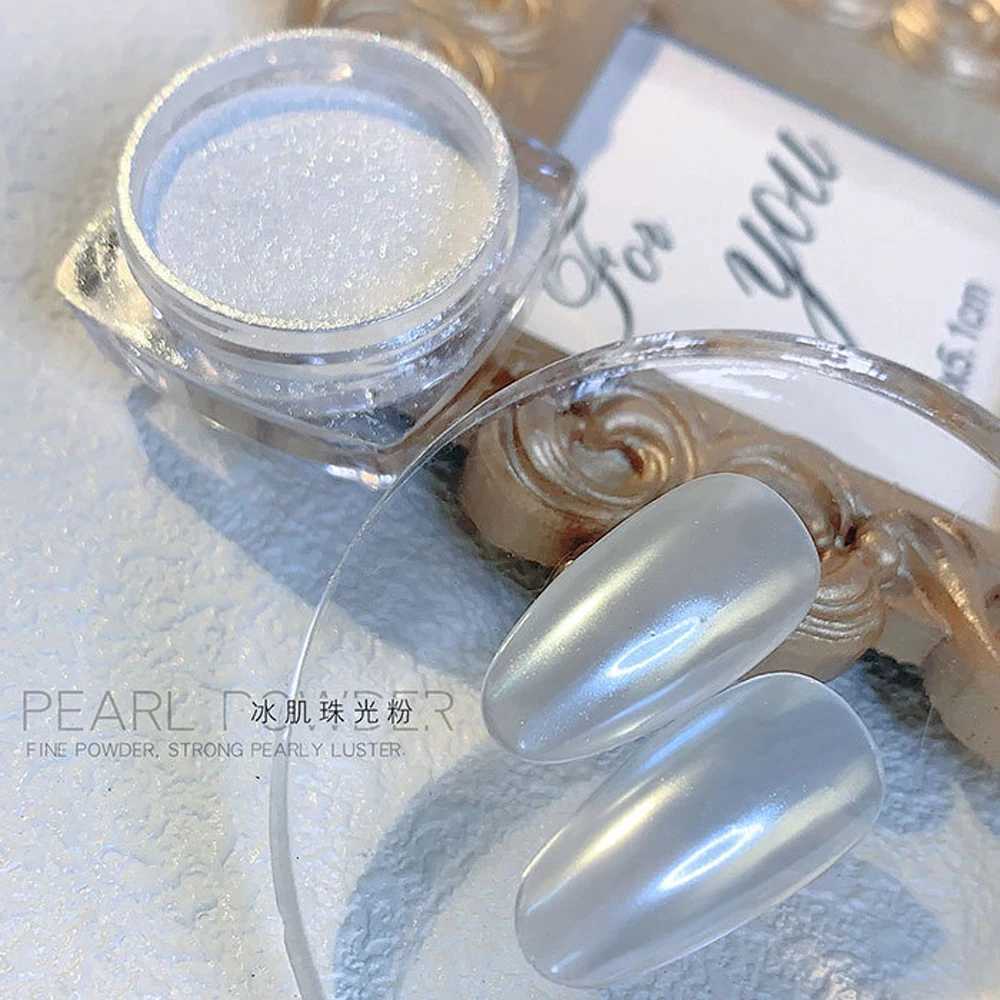 White Chrome Powder Pearl Shimmer Chrome Powder with Mirror Effect Pearl Effect Chrome Glazed Donut Nail Chome Pigment DecorXJ240815