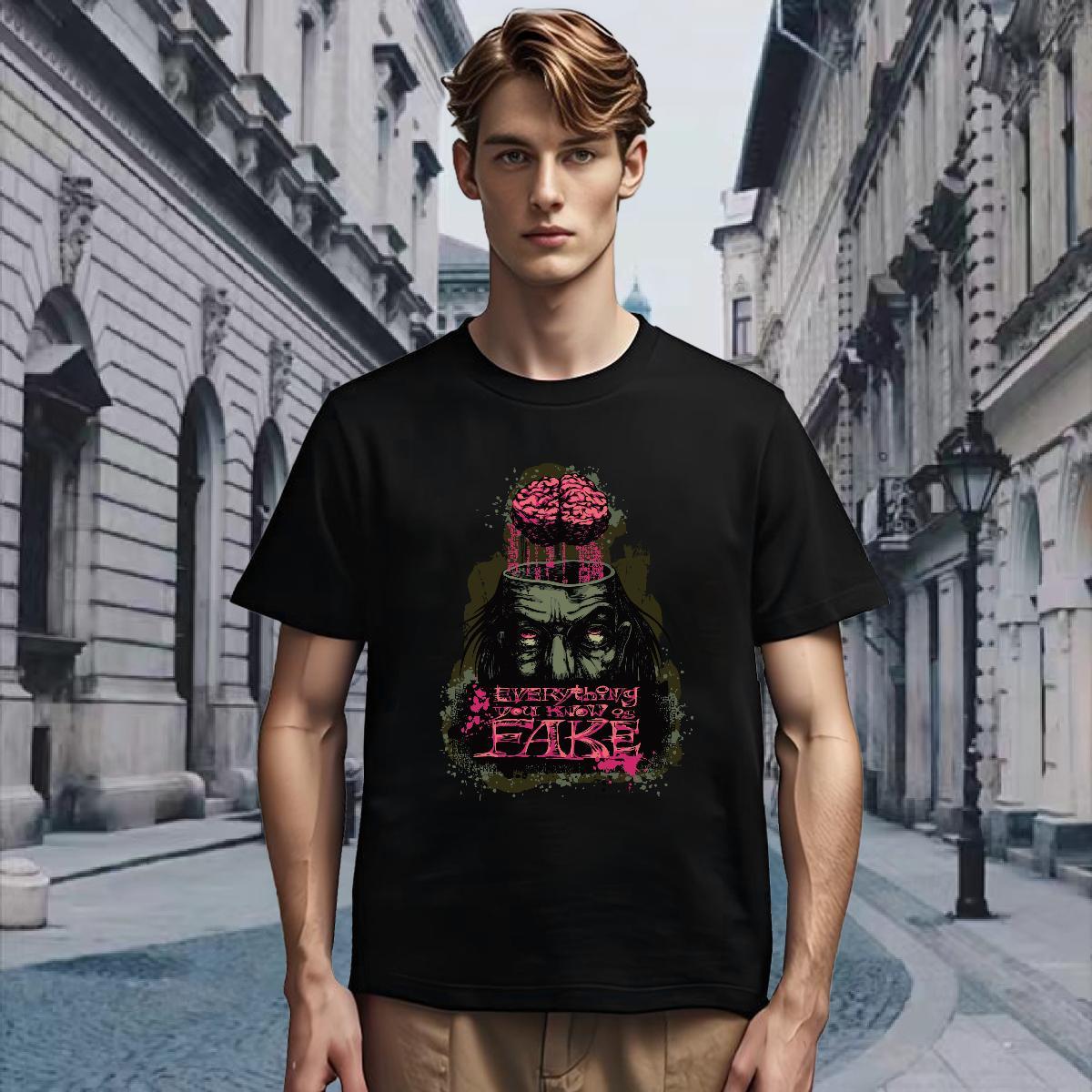 T Shirts Men 230g Pure Cotton scary Home Outdoor Breathable Short Sleeve Skull Men Clothes T-Shirt 2024 Summer Soft Tops