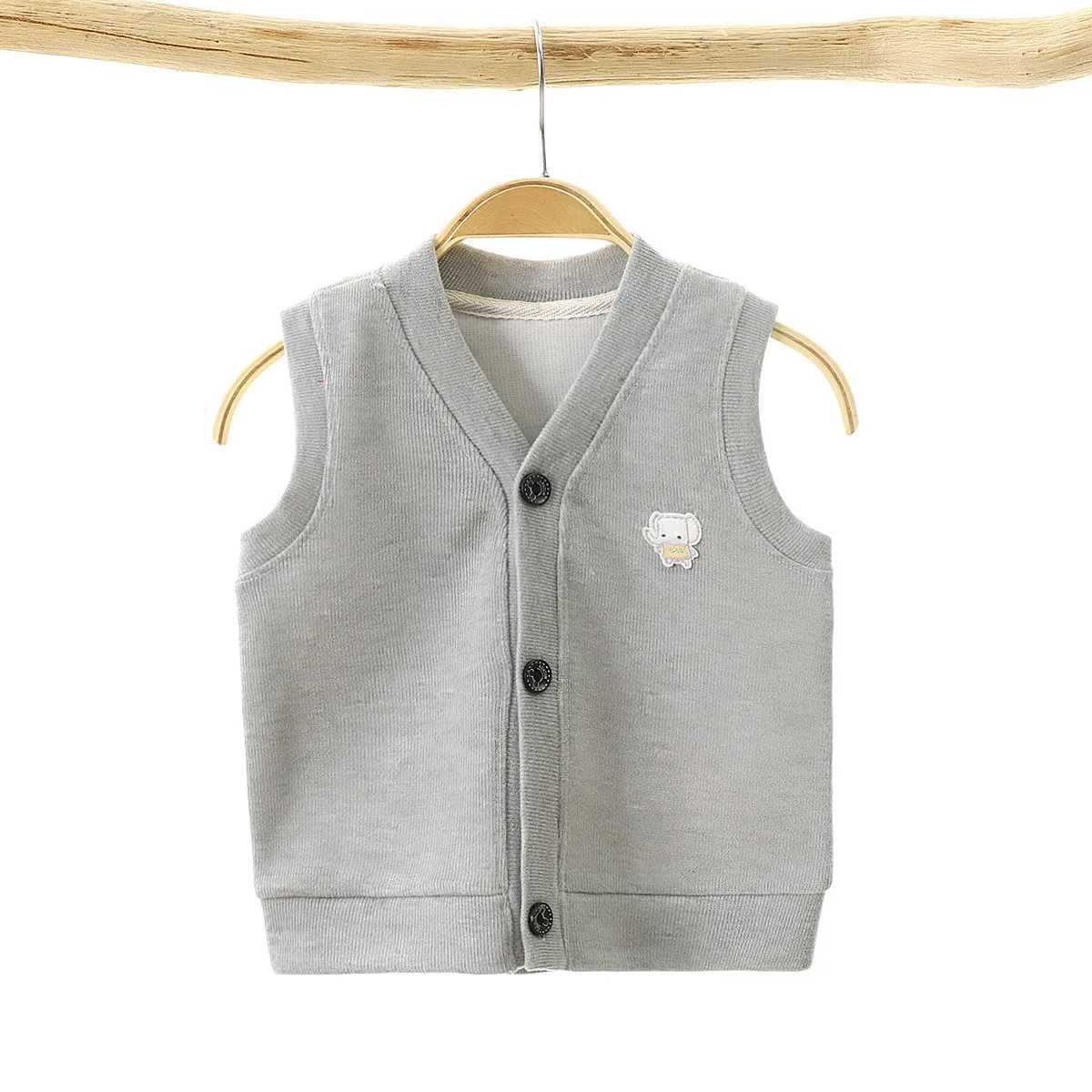 Baby Girls Cotton Solid Color Cardigan Loose Soft Fashion Cartoon Outerwear 1 2 3 4 years Kids Trendy Cute Vest Knitted SweaterXJ240819
