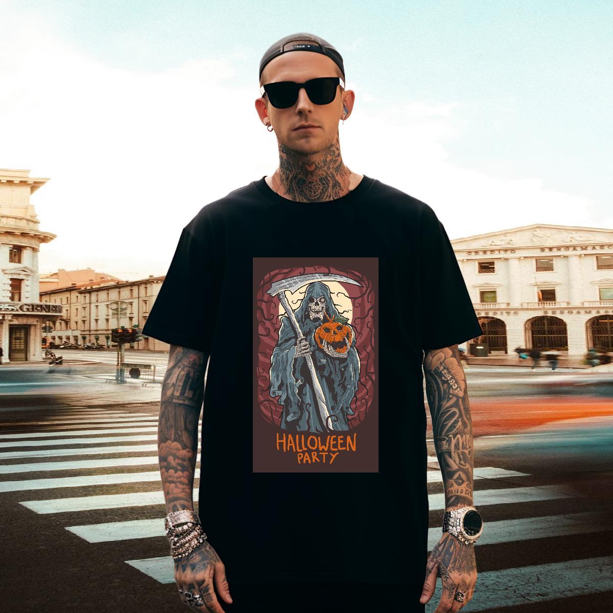 Unisex Mens T Shirts halloween Breathable Crew Neck Casual DIY Logo Oversized 100% Cotton 230g Men Clothes T-Shirt New Tee Shirt