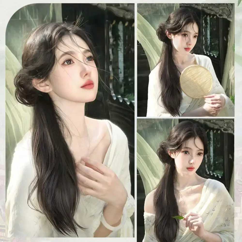 Female ponytail synthetic wig 50cm integrated grasping clip simulates hair with low ponytail and gentle hair extension Versatile W240817