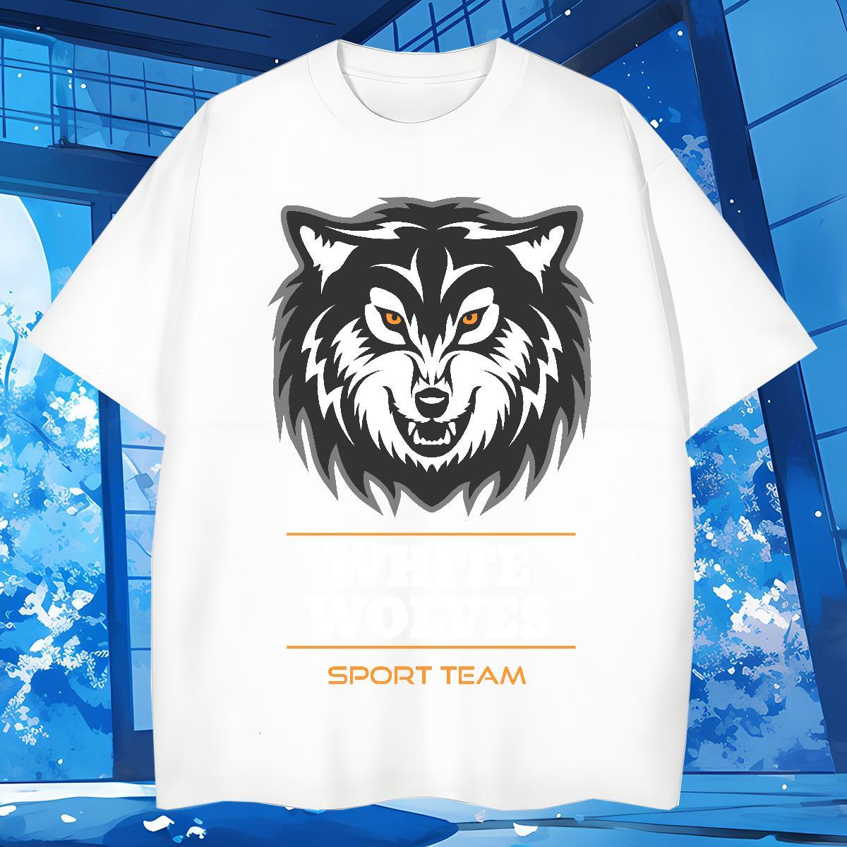 Fashion Casual Couples T Shirts wolf Casual Beach 100% Cotton 230g Polos Pure Cotton TOP Quality Men T Shirts Custom Printed