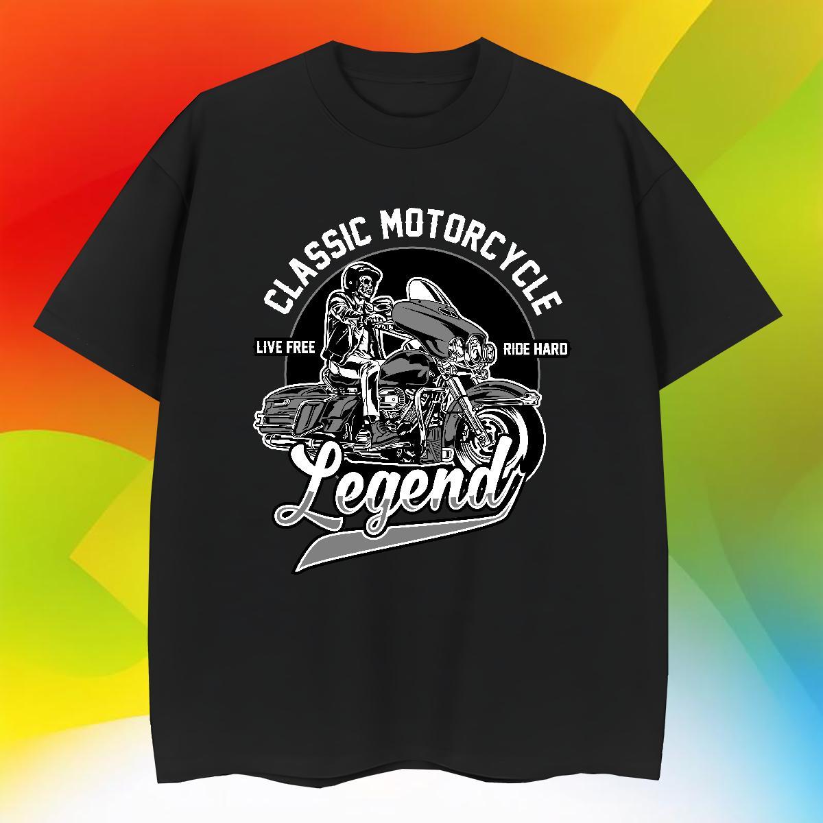 Classic motorbike 230g Cotton Couples T Shirts High Street Hip Hop Breathable Soft T-Shirts for Men Brand Custom Printing Tees