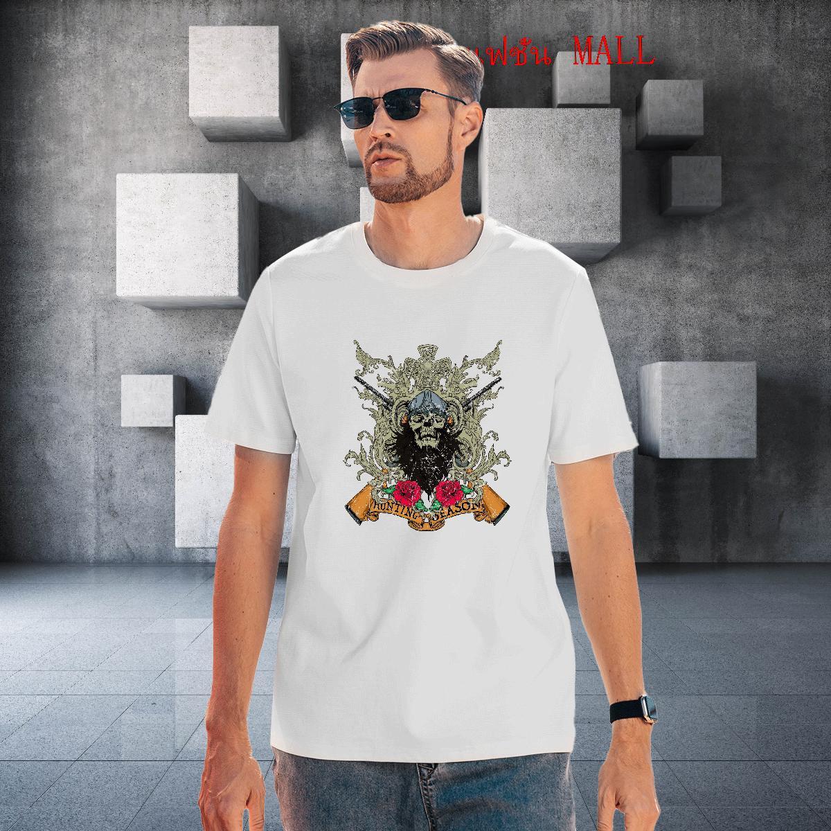 Loose Fit T Shirt For Man flower Round Neck Short Sleeve Casual Plus Size Cartoon 100% Cotton 230g Men Tops Tees Fashion Casual Tees Shirts
