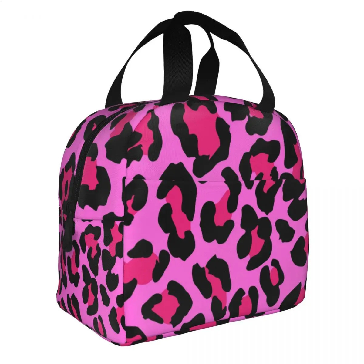 Pink Leopard Print Insulated Lunch Bags Thermal Bag Lunch Container Camouflage Large Lunch Box Tote Food Bag Office Picnic 240819