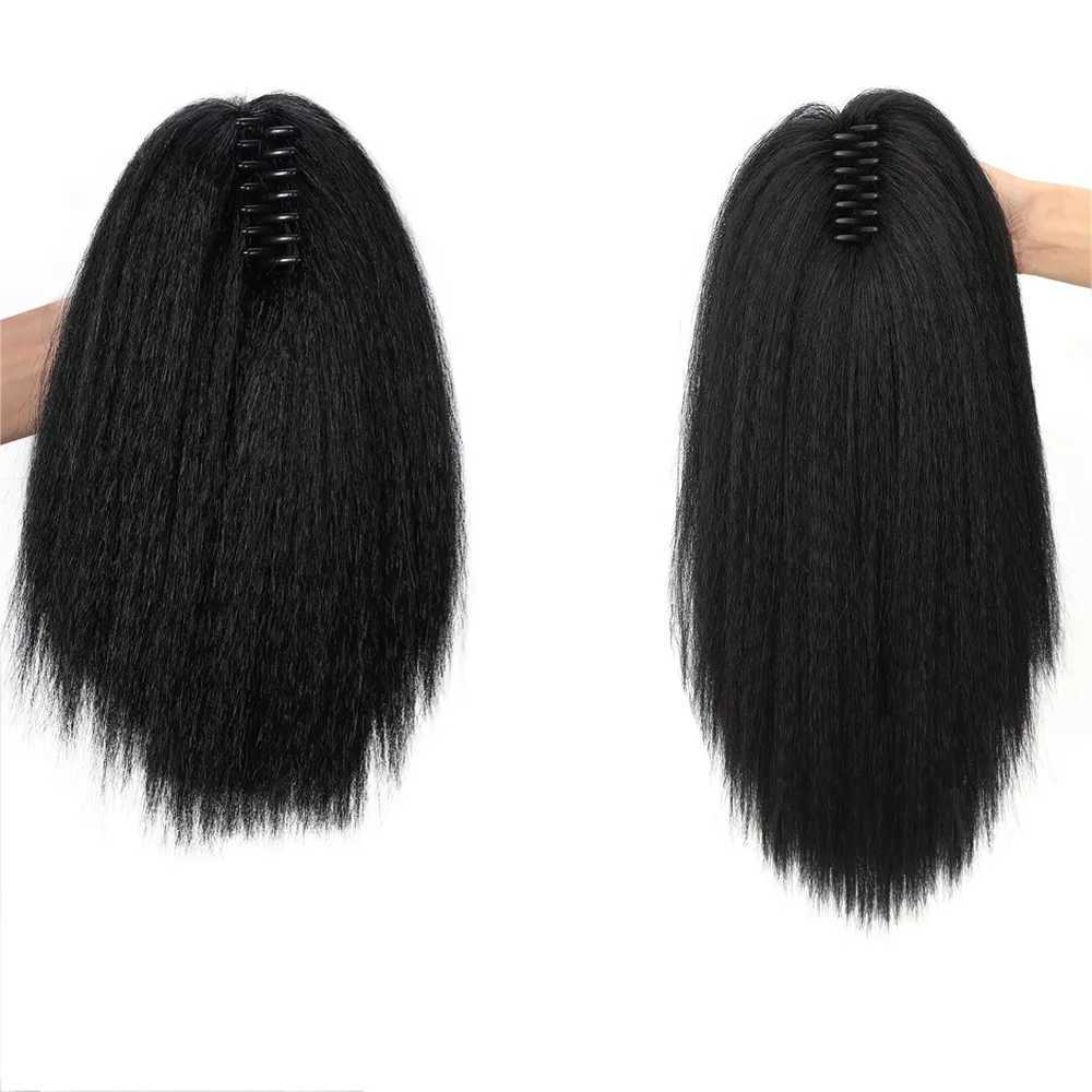 Grasp the ponytail wig yaki ponytail fluffy straight short ponytail sandwiched between synthetic fake ponytail hair W240817