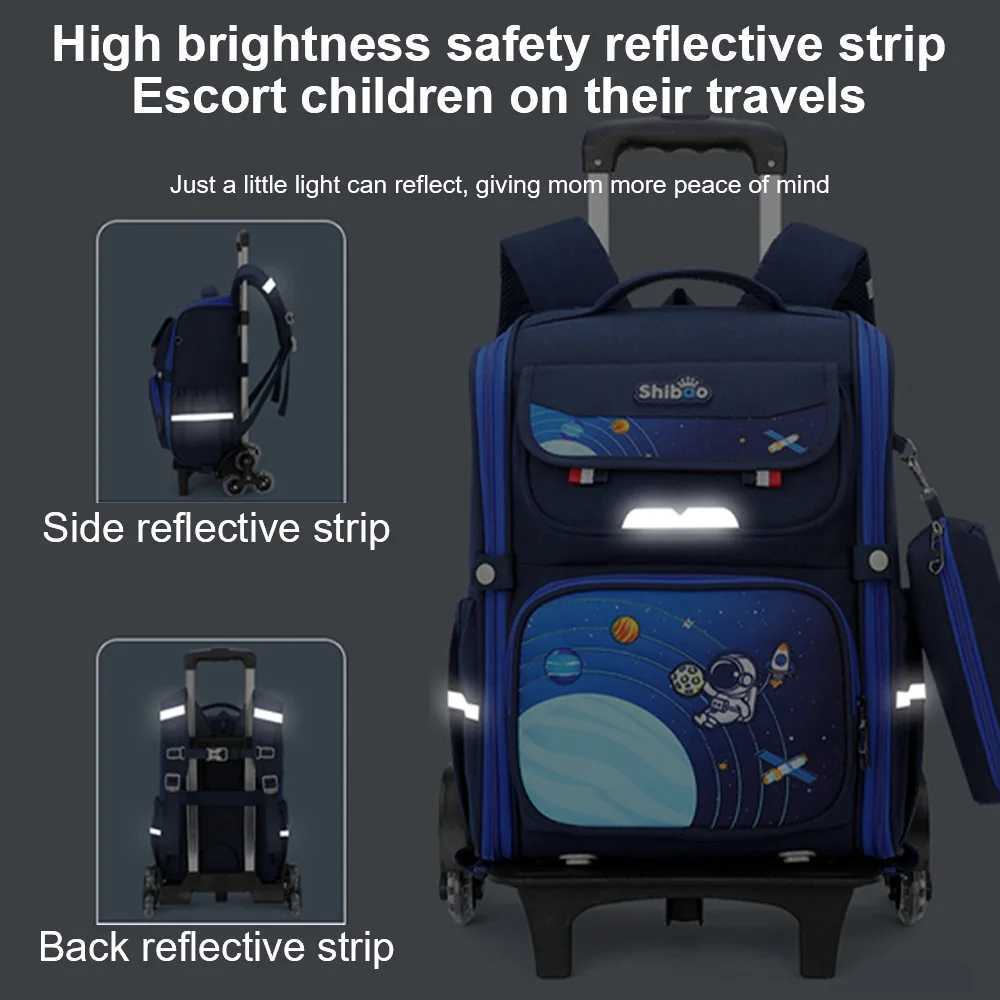 Butterflies Rolling Backpack for Girls Kids School Backpacks with Wheels Water Resistant Printed Roller Wheeled Bookbag Y240820