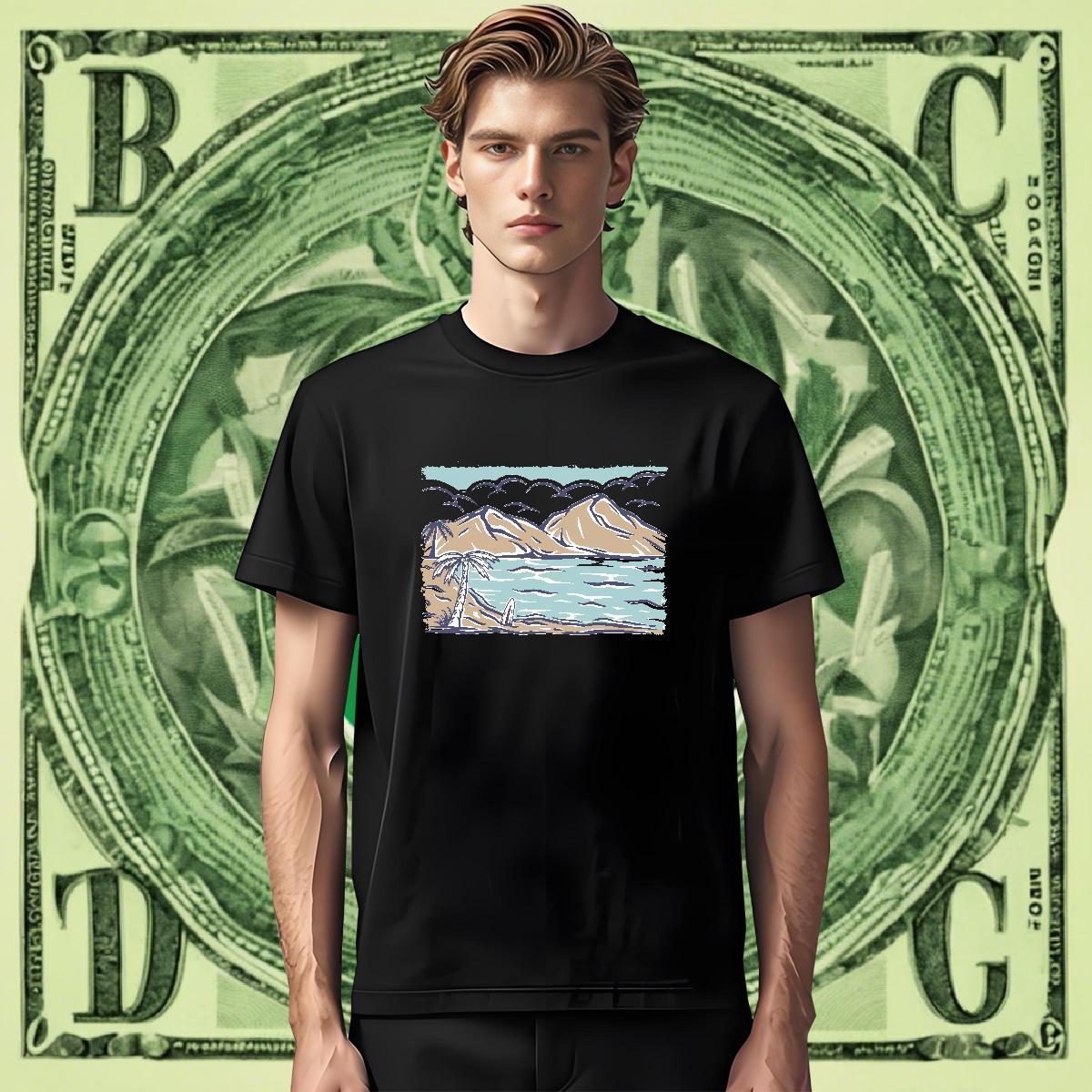 Loose Fit Mens Tshirts Street Wear 230g Cotton Skull Breathable mountains T Shirts Men Classic Tops Shirt