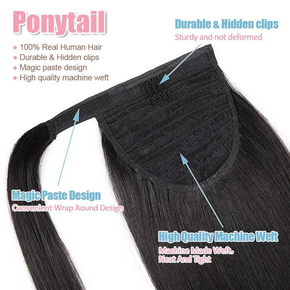 Straight ponytail human hair extension wrapped around the ponytail 100% Brazilian Remy hair ponytail extension W240817