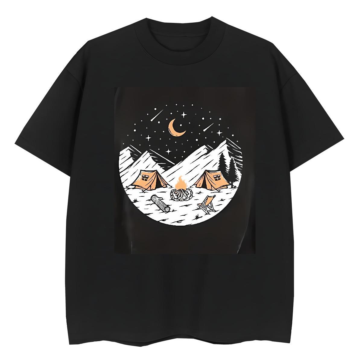 Casual New Lady T shirt Spring Summer Comfortable Tops Loose fit 100% Cotton 230g mountains Custom Print Plus Size T-Shirts
