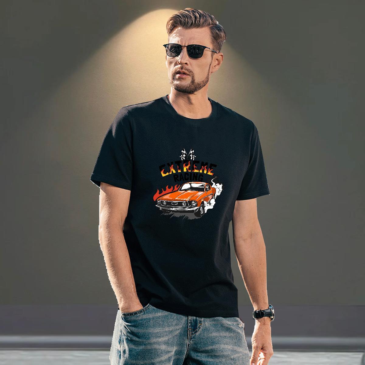 Cool Men Clothes T-Shirt Hip Hop Street 100% Cotton 230g Plus Size Cartoon Breathable Short Sleeve car T Shirt For Man Fashion Design Polos