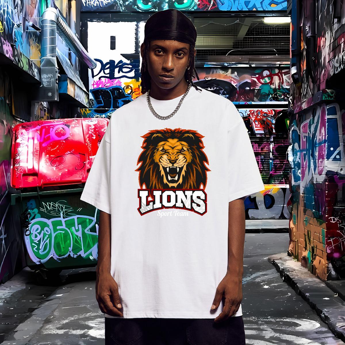 Brand Man T Shirts lion Breathable Crew Neck Beach Anime 230g 100% Cotton Tshirt for Man Woman New Designer Wear
