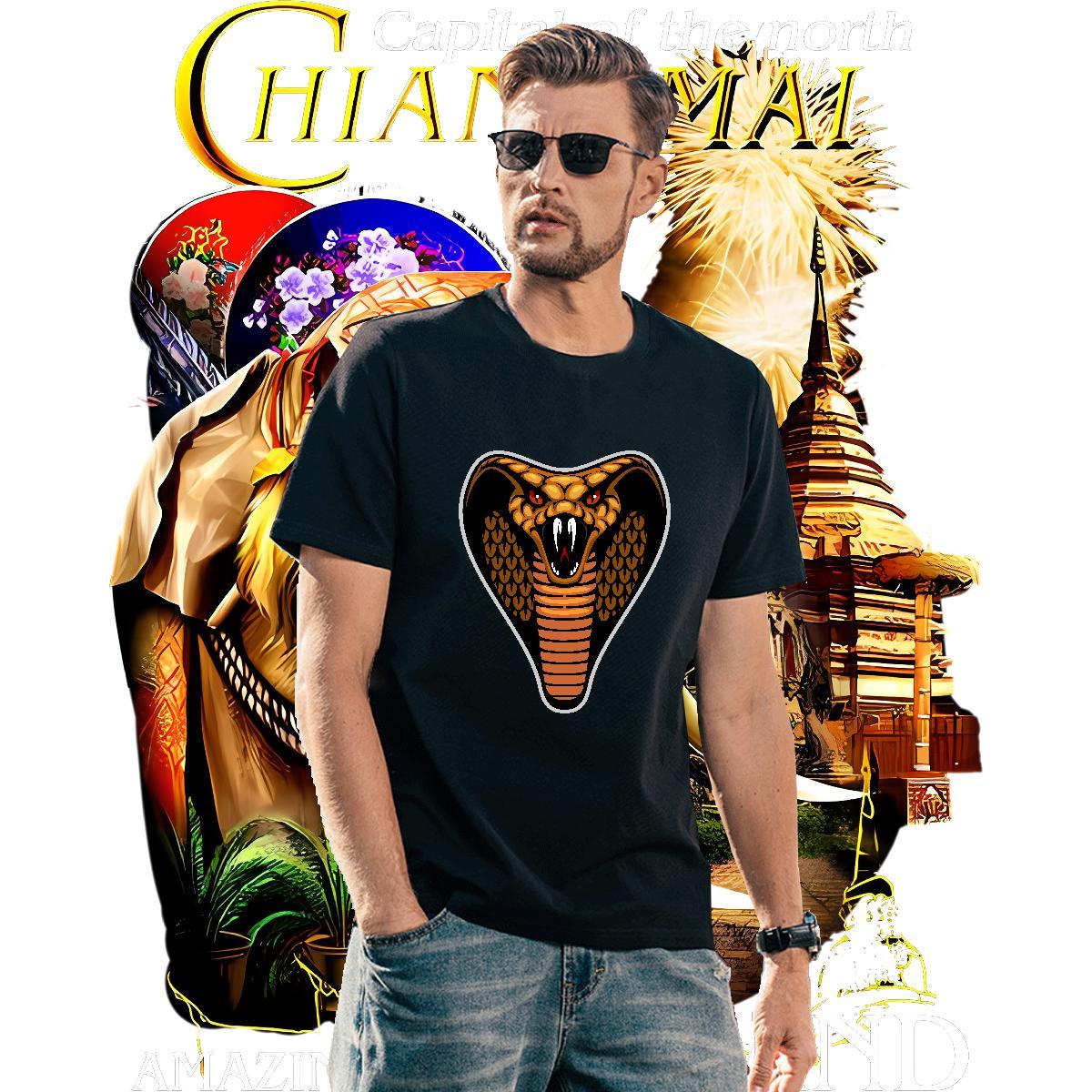 Unisex Man T Shirts cobra O Neck Short Sleeves Summer Casual Floral Print 100% Cotton 230g Men Clothes T-Shirt Wholesale Tees