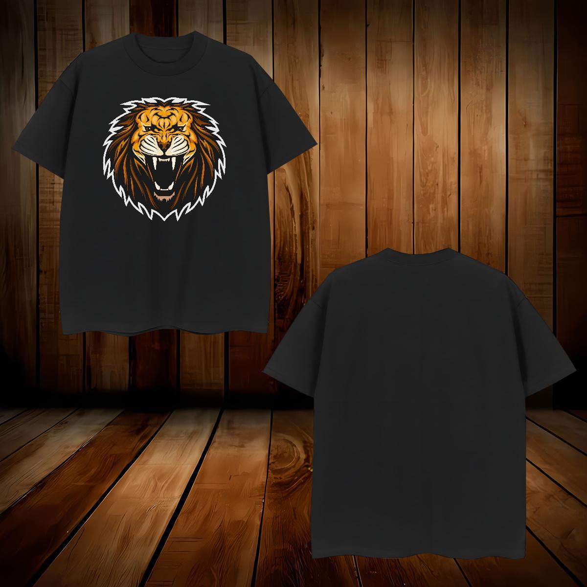 Free Shipping T Shirts Men lion Crew Neck Breathable Anime Printing Street Oversized 3XL 4XL 100% Cotton 230g Men Tops Tees 2024 Designer Clothings