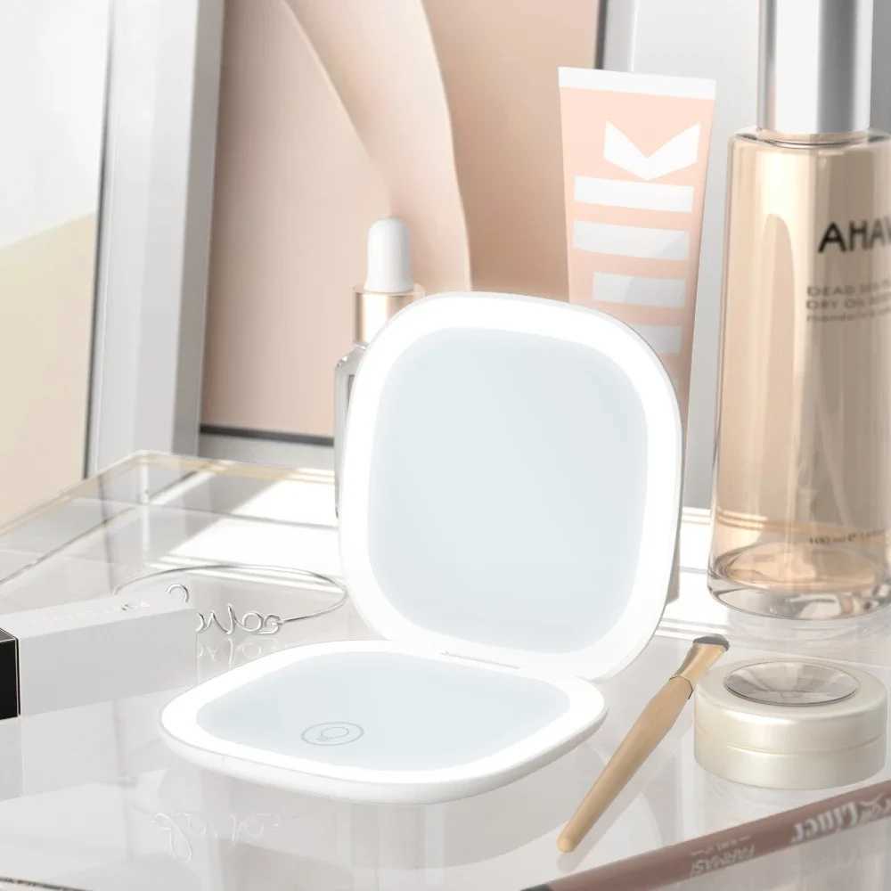 LED 5x 10X magnification double-sided folding portable makeup mirror with light Y240819