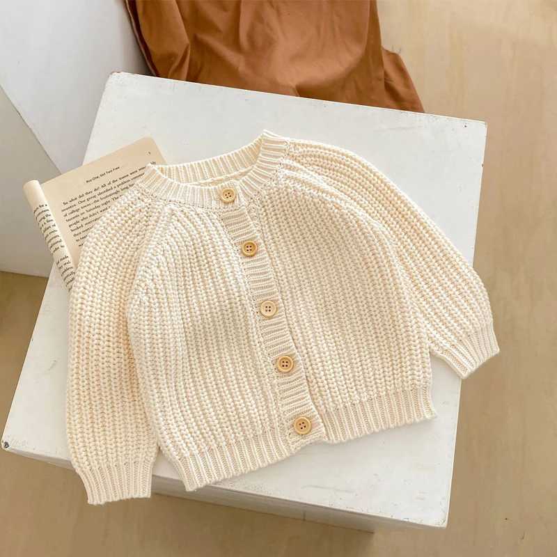 New autumn baby clothing 0-3 year old girls and childrens beige knitted long sleeved jacket cardigan sweaterXJ240819