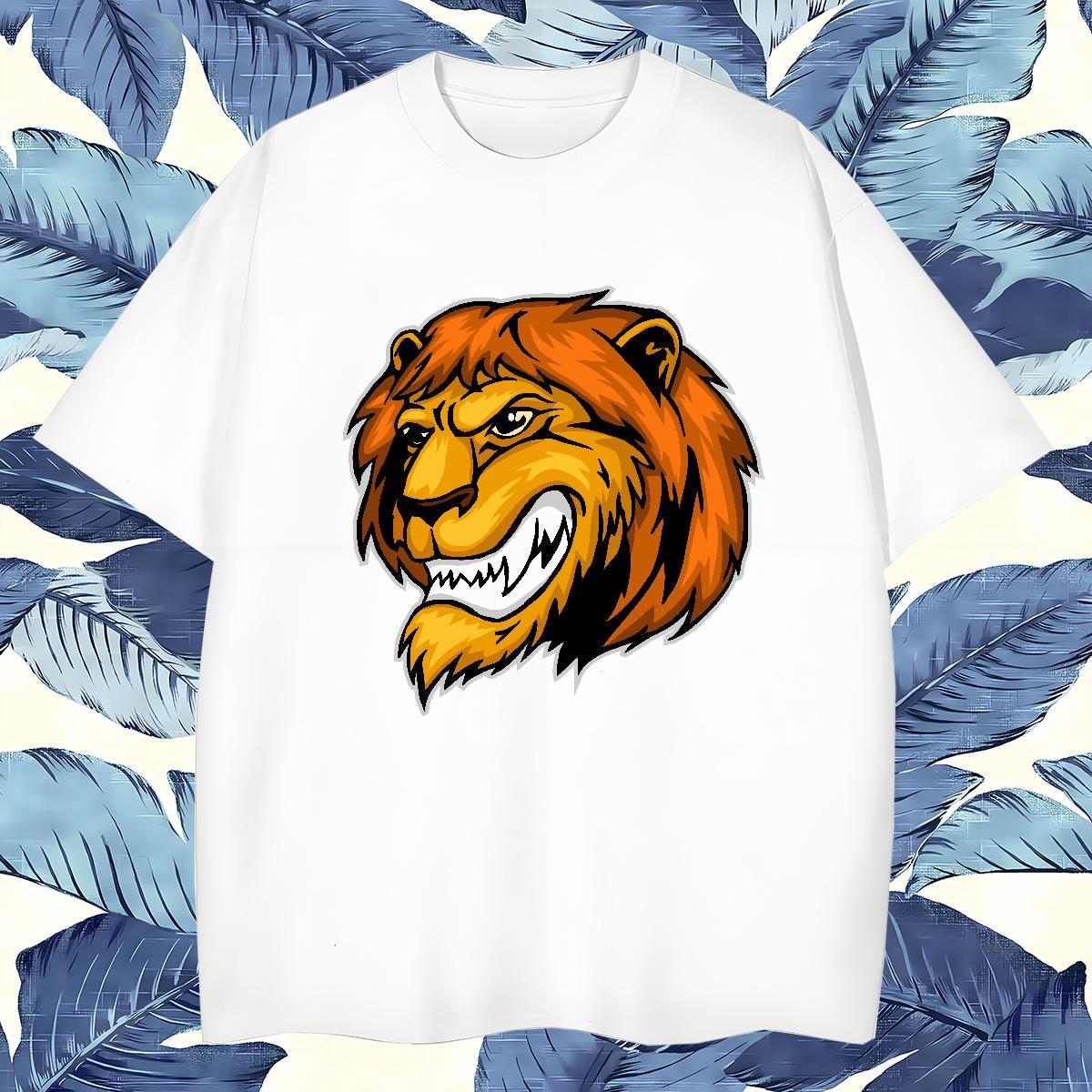 2024 DIY Men Tops Tees lion Beach 100% Cotton 230g Clothes Breathable Short Sleeve Comfortable Men T Shirts Floral Print