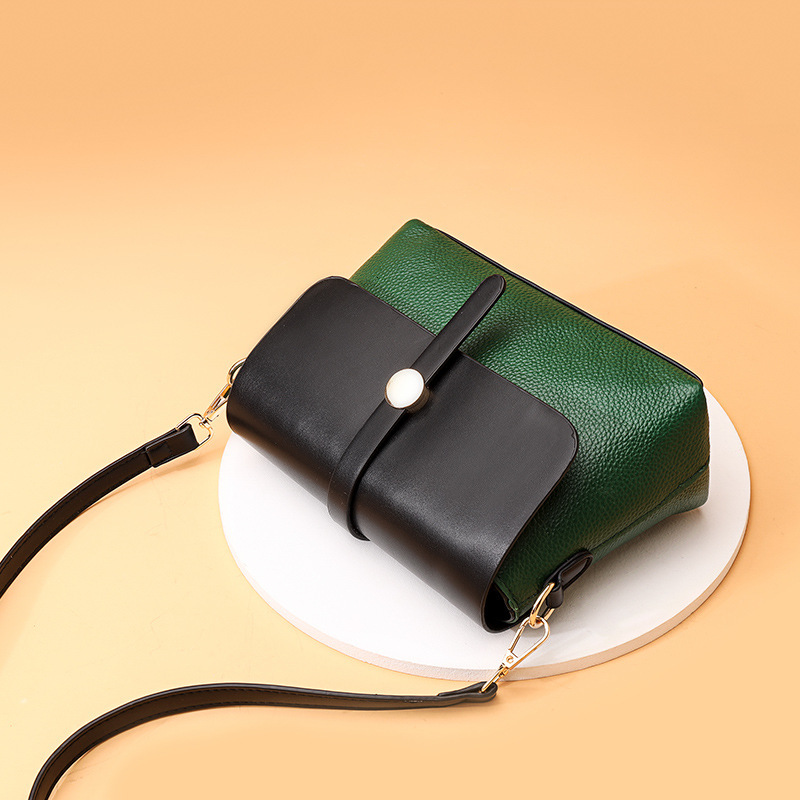 Genuine Leather for Women's Autumn New Fashion One Shoulder Crossbody Top Layer Cowhide Small Square Bag
