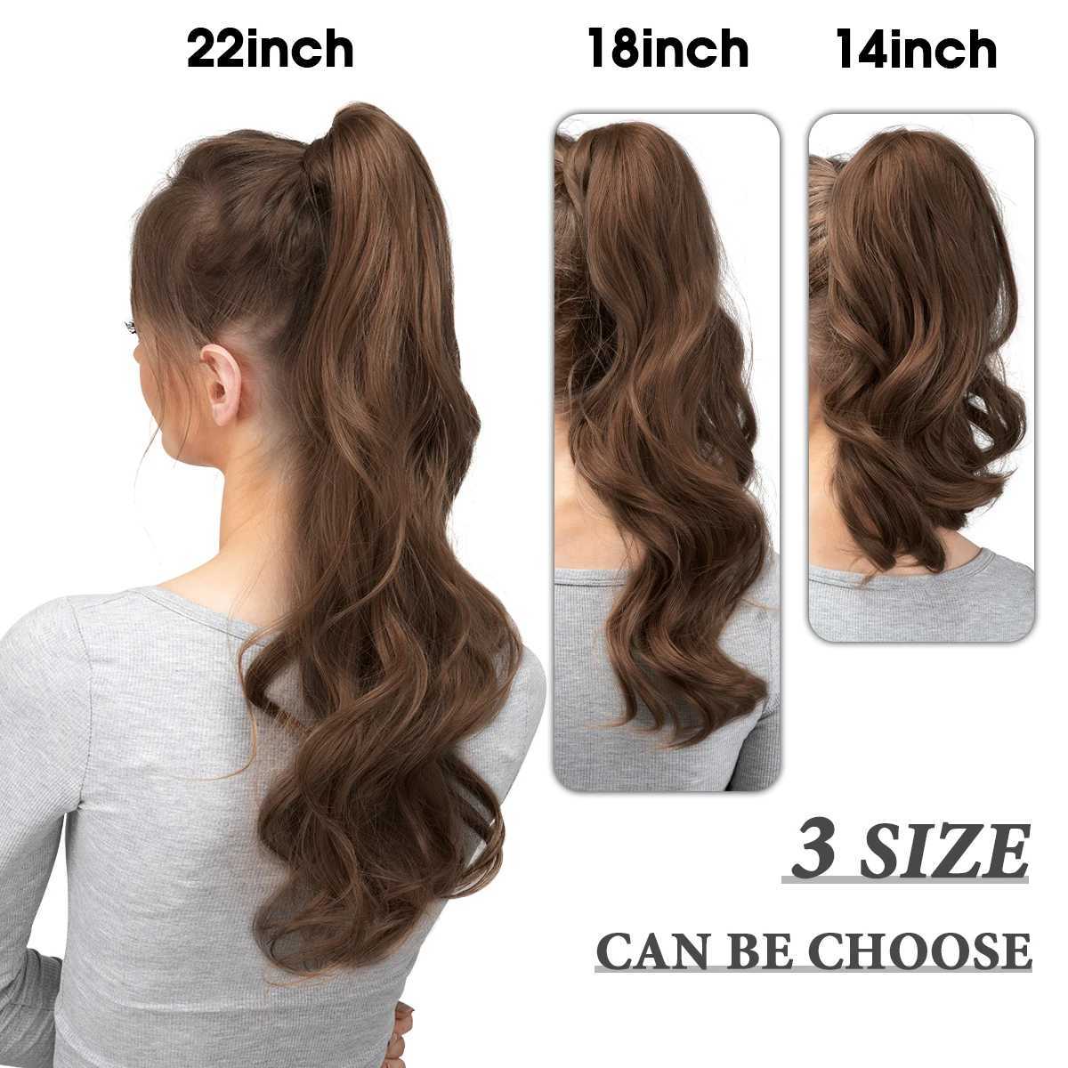 Synthetic long wavy ponytail with Dali hair extended and curled clipped onto a fake wig wrapped in black around the braid smooth fake tail W240817