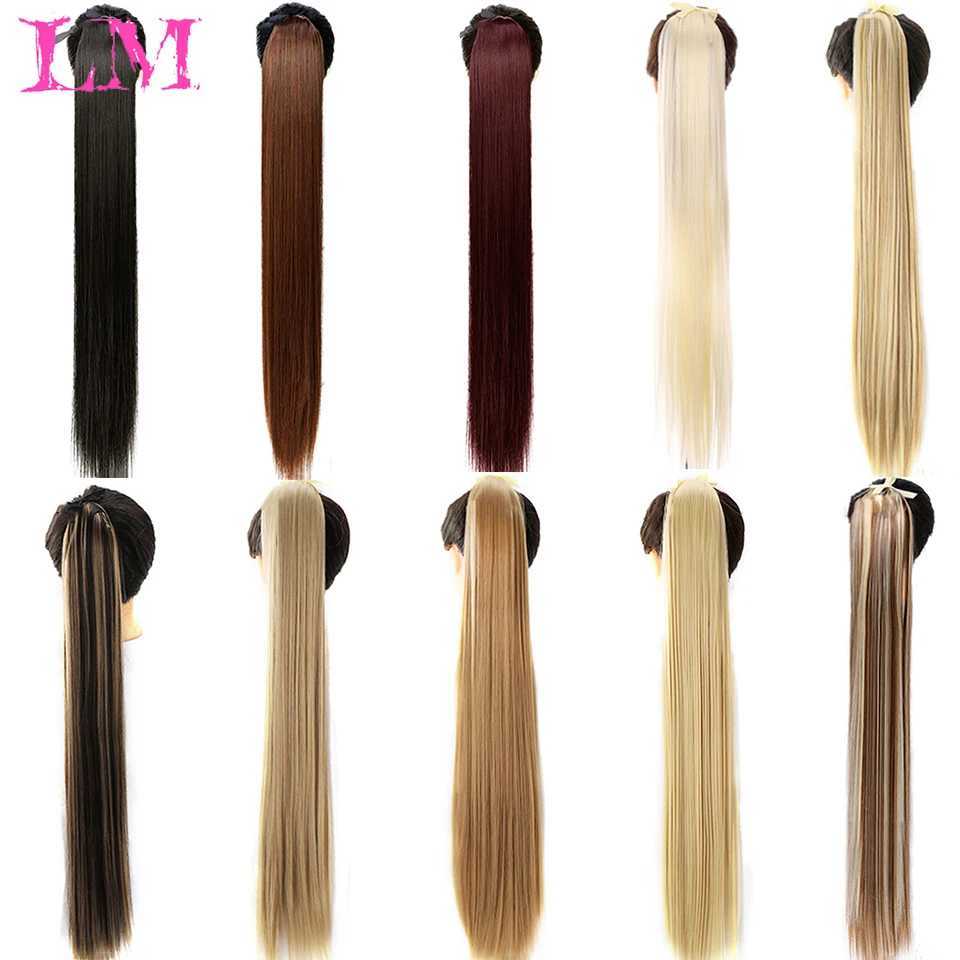 LM 30 inch synthetic hair fiber heat-resistant straight hair with ponytail fake hair chip hair extension ponytail wig W240817