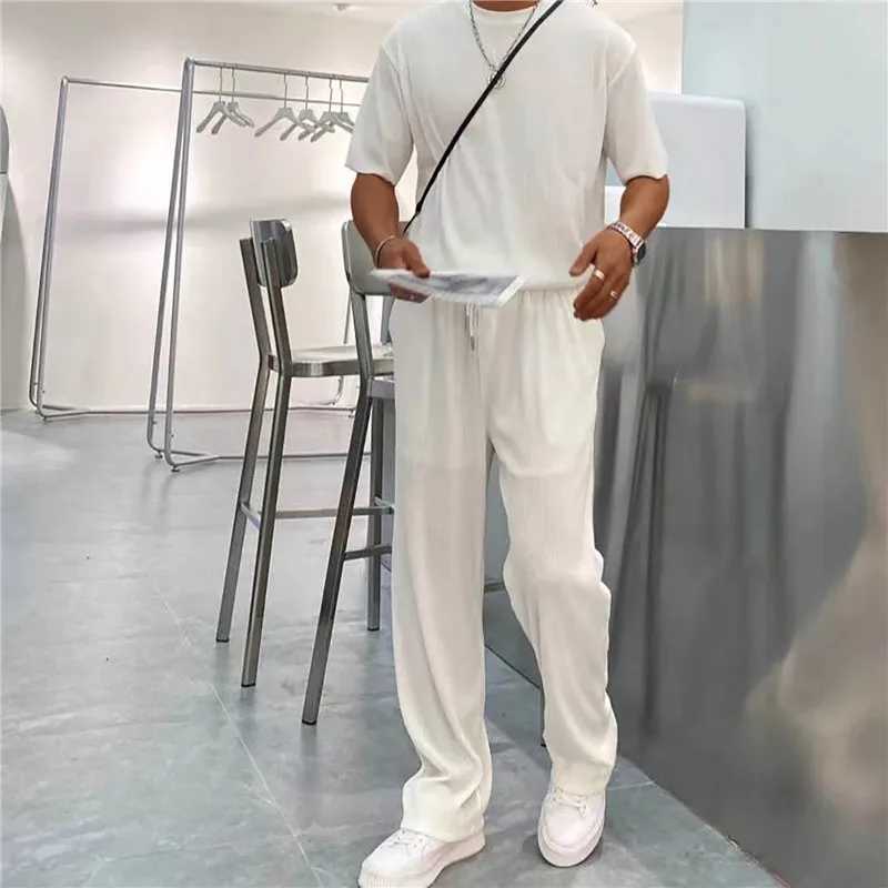 Mens Pajama Set Summer Casual Soft Pajama Solid Color Breathable Pajama Set Comfortable Home Pajama Mens PajamaW240719