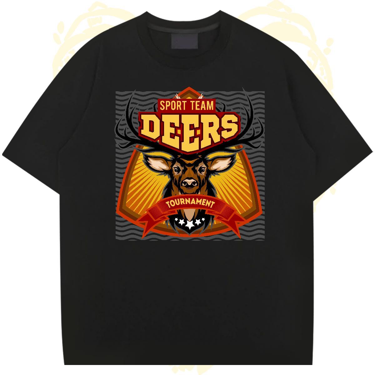 Cool T Shirt For Man deer Breathable Street wear Hip Hop Cartoon Printing L-4XL 230g Cotton Men Tops Tees Factory Direct Clothes